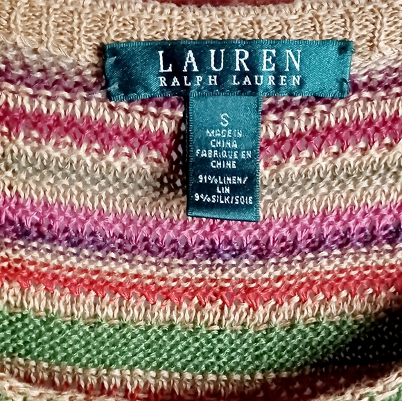 Lauren Ralph Lauren Sleeveless Aztec Inspired Knit Linen-Blend Top - Earthtones - Picture 14 of 15